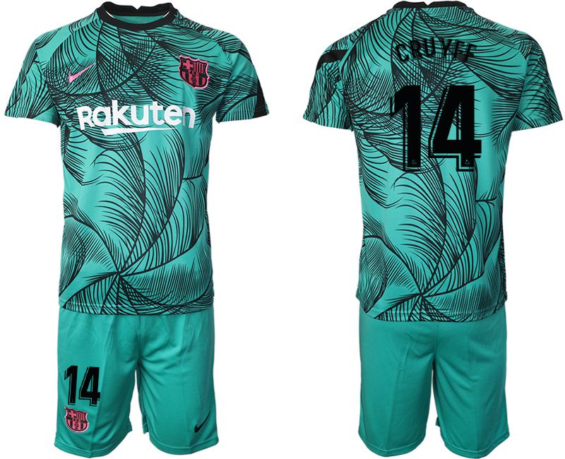 Men 2020-2021 club Barcelona green training suit #14 Soccer Jerseys